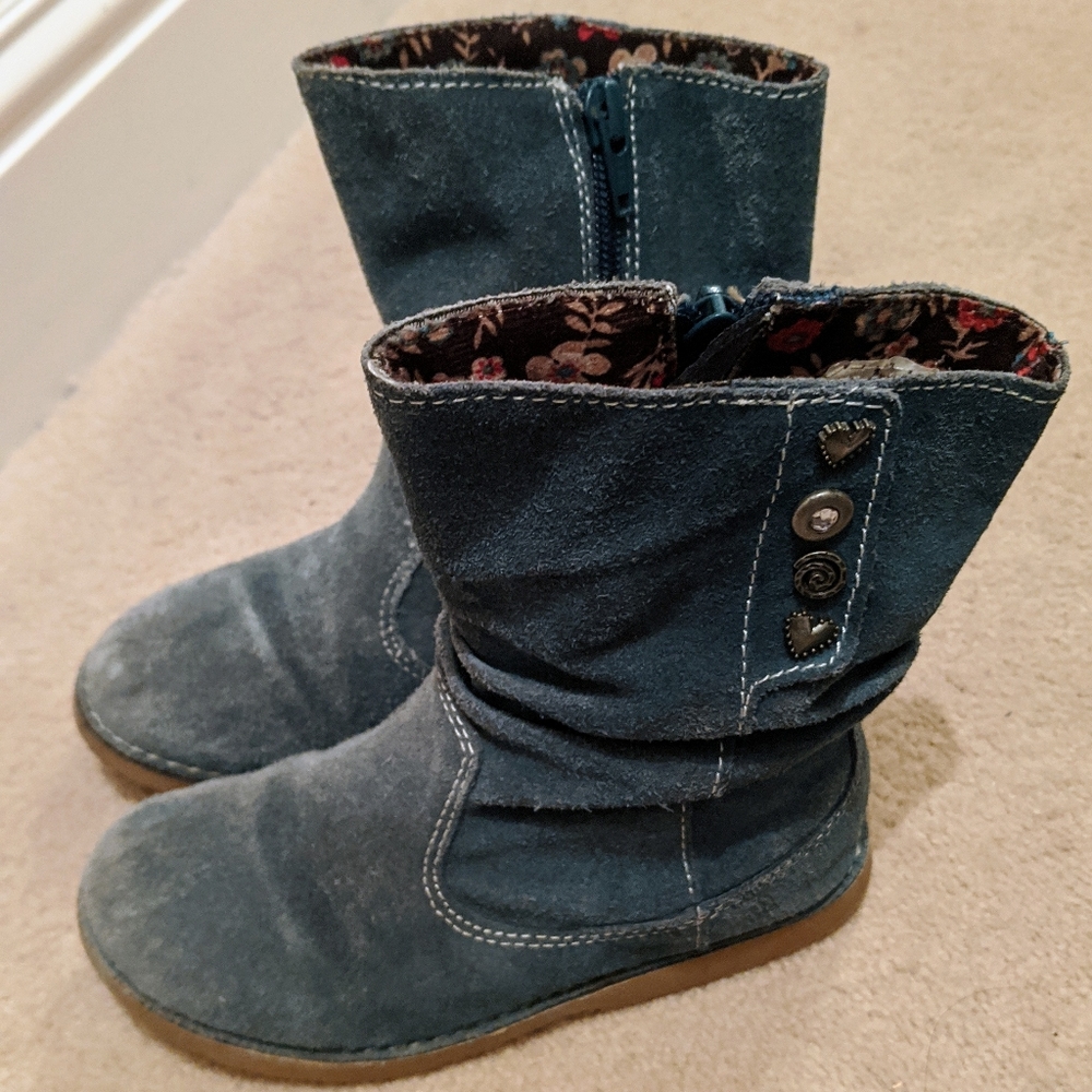 Circo Blue Leather Suede Boots Size 10